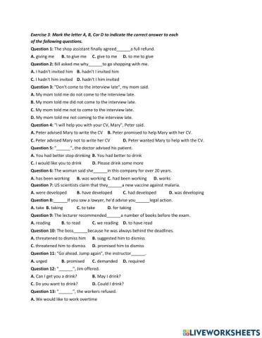 TỔNG ÔN NGỮ PHÁP TIẾNG ANH Chuyên đề 10 – Câu tường thuật