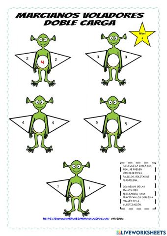 Cuaderno de dobles con marcianos voladores