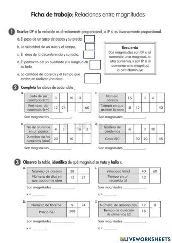 Matematicas magnitudes proporcionales