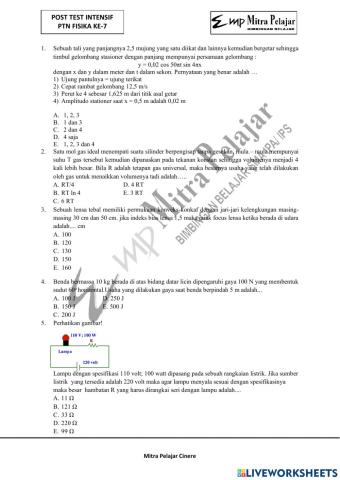 Post test intensif fisika 7