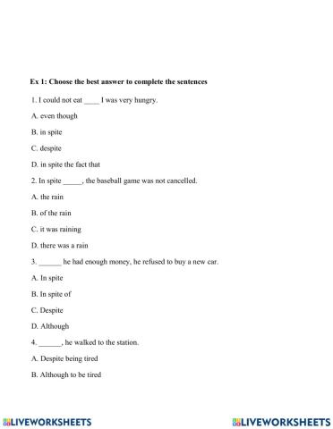 Although - In spite of