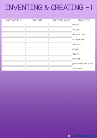 Irregular vebs - inventing - creating 1