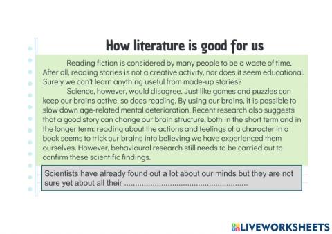 Reading - Sentence completion 01