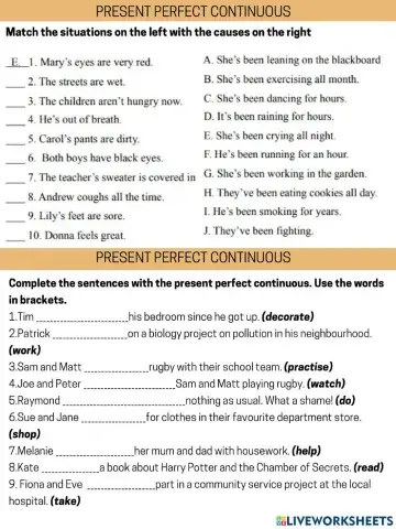 Present perfect notinuous