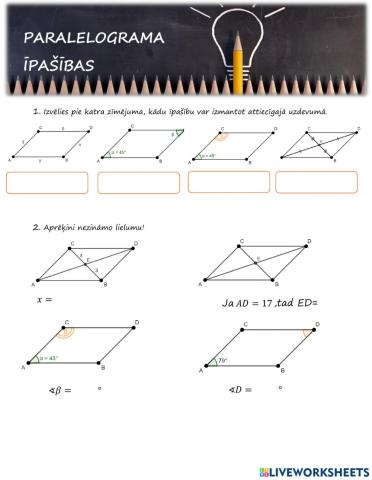 Paralelograma īpašības