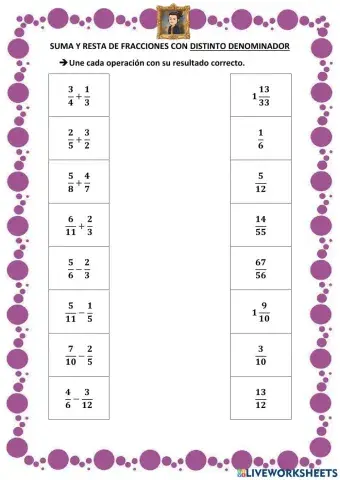 Suma y resta de fracciones con distinto denominador