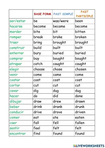Irregular verbs