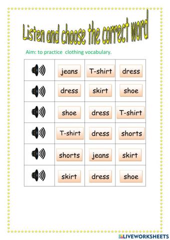Clothes vocabulary