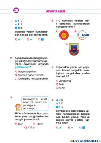 2-Hayat Bilgisi Güvenli Hayat Test-3