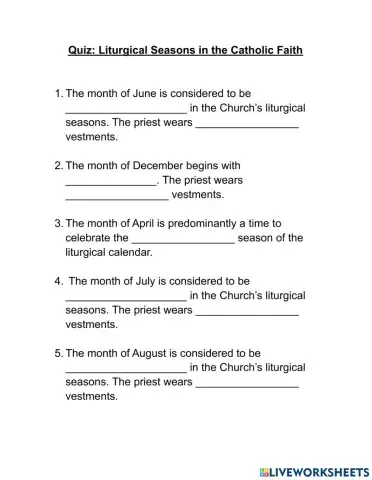 Quiz: Liturgical Seasons in the Catholic Church