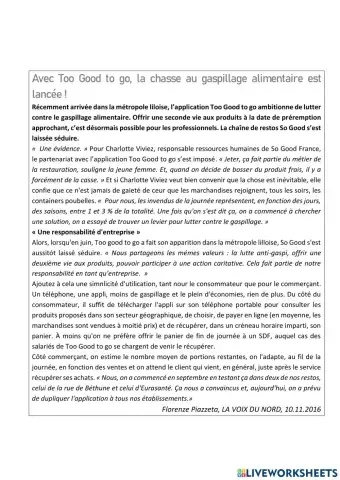 Les activités quotidiennes