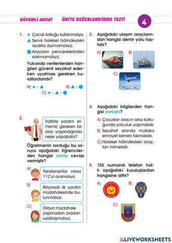 2-Hayat Bilgisi Güvenli Hayat Test-6