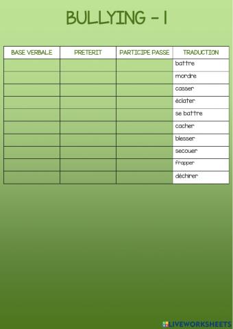 Irregular vebs - bullying 1