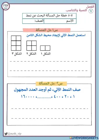 خطة حل المسألة البحث عن نمط