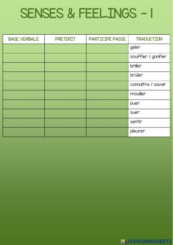 Irregular vebs - senses and feelings 1