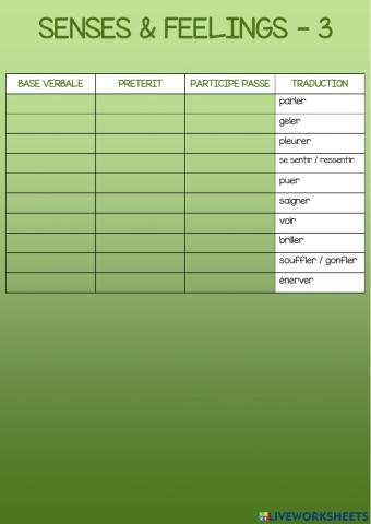 Irregular vebs - senses and feelings 3