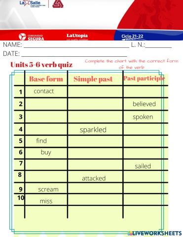 3rd grade Verb Quiz
