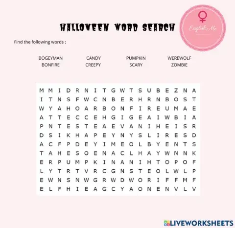 Halloween Word Search