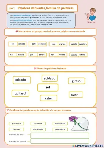 Palabras derivadas,familia de palabras