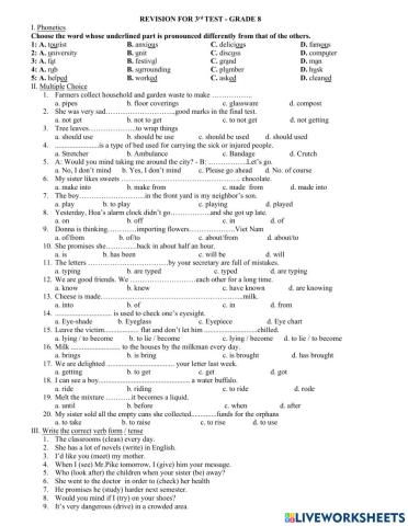 2nd mid term english 8 test 7