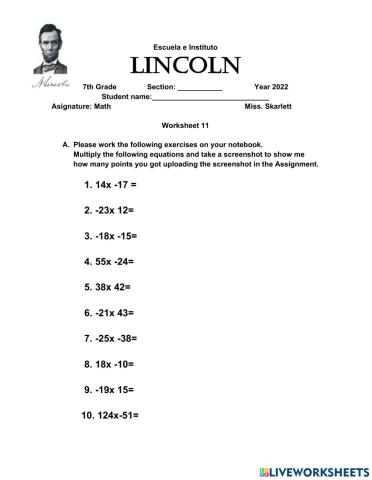 Multiplying negative numbers