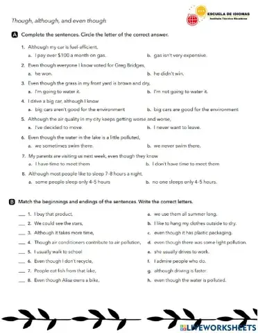 Although, though, even though