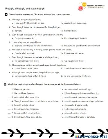 Although, though, even though