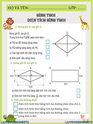 Diện tích hình thoi