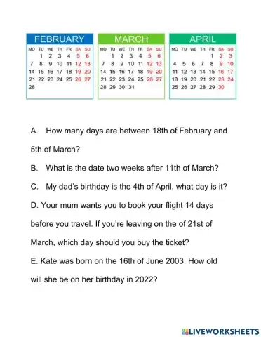 Time worksheet Homework