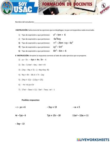 Simplificación de términos algebraicos