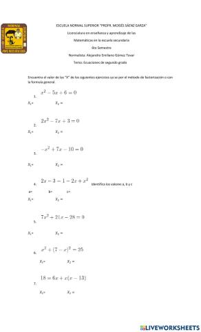 Ecuaciones 2 grado