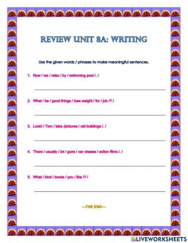 Review Unit 8A-Writing