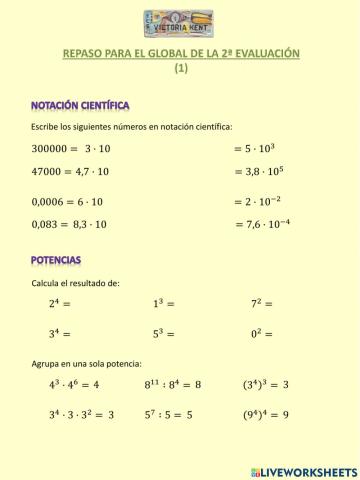 Recuperación de Matemáticas Repaso 2ª Evaluación (1)