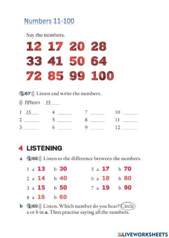 Numbers 11-100