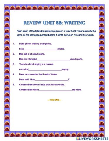 Review Unit 8B-Writing