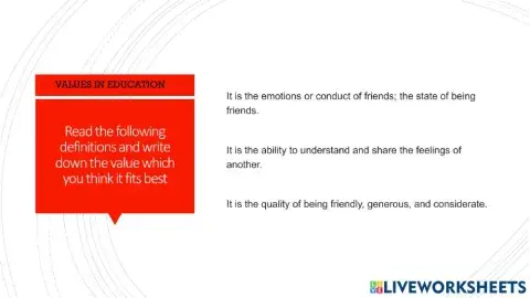 Values in education.Identificate values