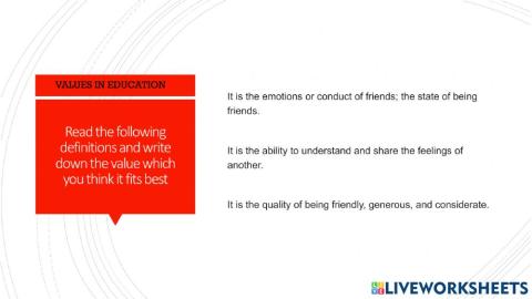 Values in education.Identificate values