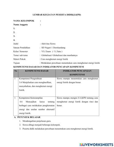 E-LKPD Cara Menghemat Energi Listrik