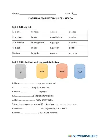 Grade 3 - Review Maths and English