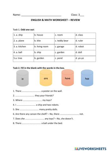 Grade 3 - Review Maths and English