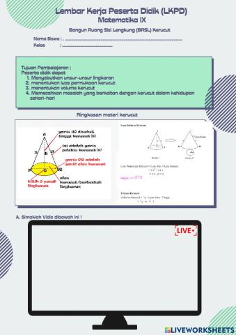 Luas dan Volume kerucut