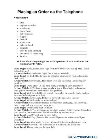 Ordering by telephone