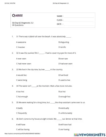 Day 62 Diagnostic test 2.2
