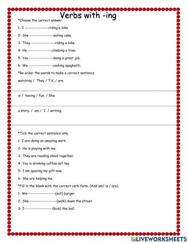 Verb with -ing