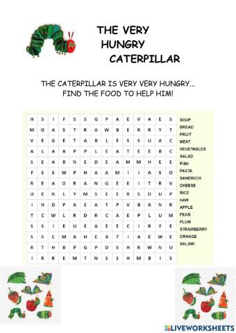 The Very Hungry Caterpillar Word Search
