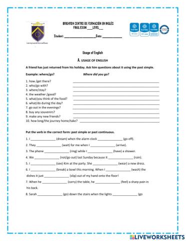 Final test english b1a emas