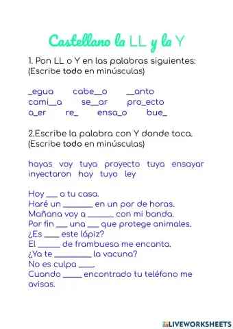 Palabras con LL y con Y