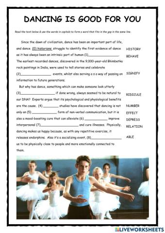 Dancing is good for you CAE Word Formation