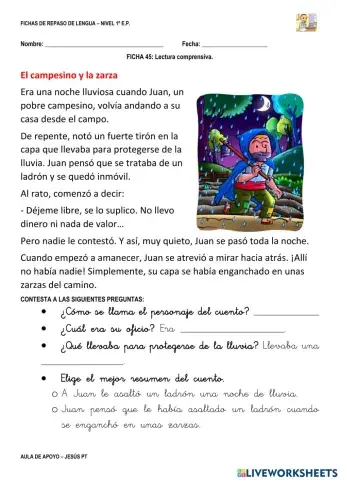 Ficha Lengua 45-1EP-Lectura comprensiva