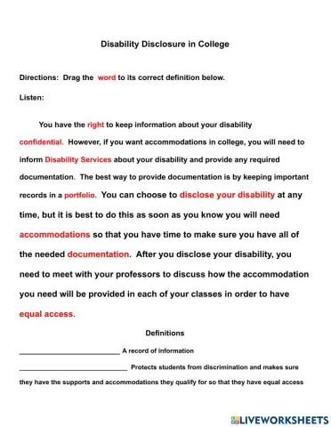 Disability Disclosure at College
